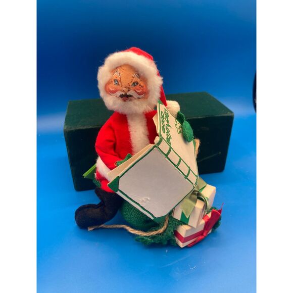 Vintage Annalee Mobilitee Santa sitting on toy bag reading small 7" handpainted - Picture 3 of 5